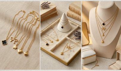 Chic Charms Aesthetic Minimalist Pendant Necklace Set (Pack of 6)